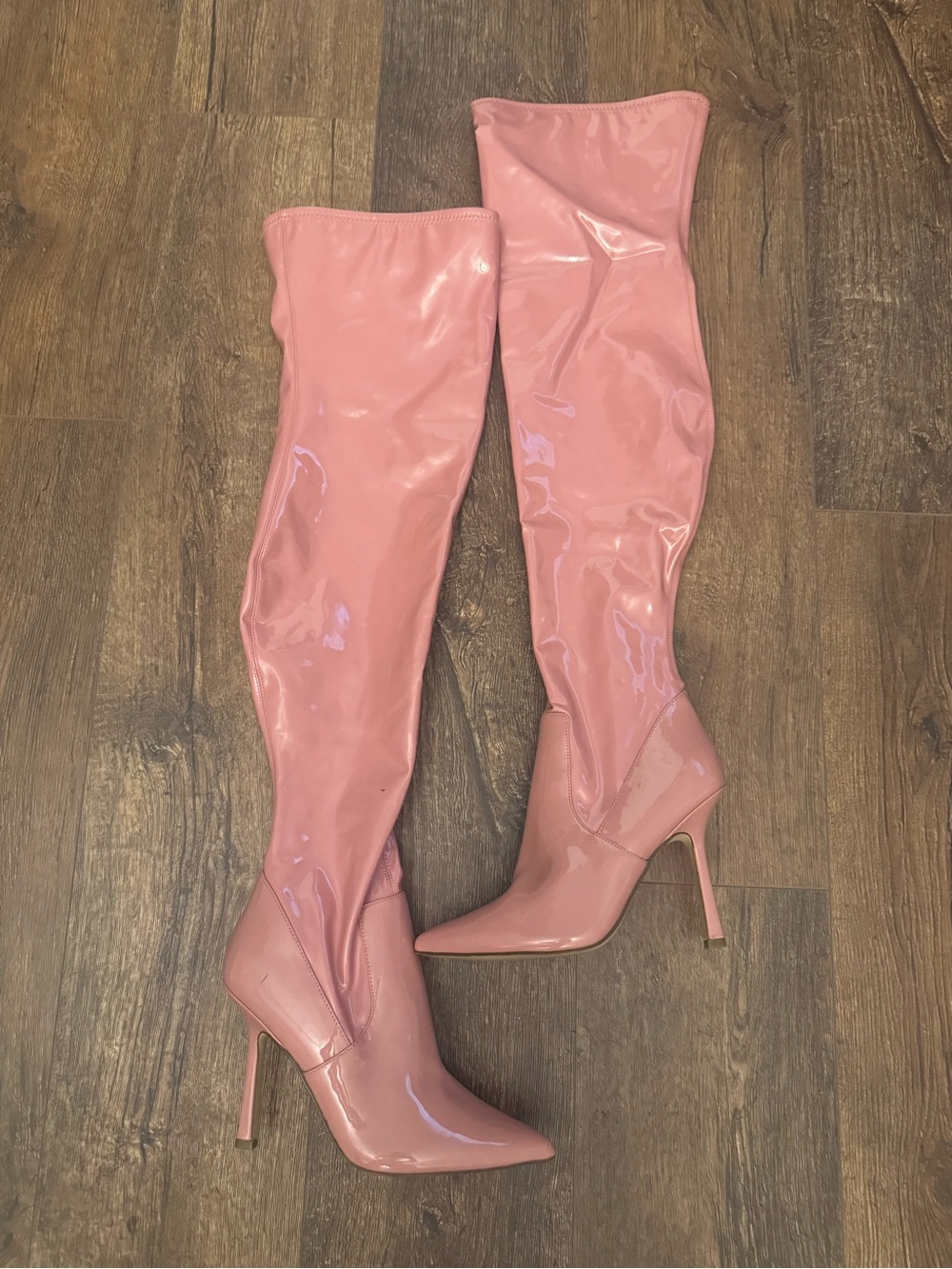 Steve Madden Vanquish Pink Patent Over-the-Knee Stiletto Boots